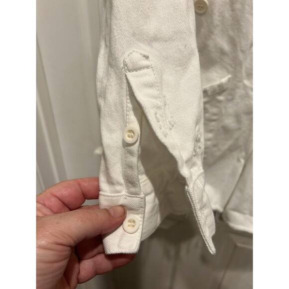 Pistola Freda White Denim Long Sleeve Button Front Romper Women’s Sz Small - Picture 4 of 10